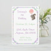 Invitation Écureuil à bulle rose Anniversaire (Debout devant)