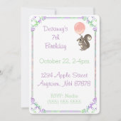 Invitation Écureuil à bulle rose Anniversaire (Devant)