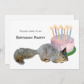 Invitation Écureuil Anniversaire Gâteau Anniversaire Fête Inv (Devant / Derrière)