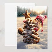 Invitation Écureuil avec arbre à cône de pin (Devant / Derrière)