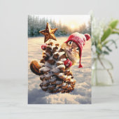 Invitation Écureuil avec arbre de cône de pin (Debout devant)