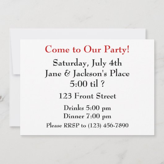 Invitation Écureuil buvant un cocktail à l'heure heureuse (Dos)