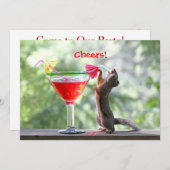 Invitation Écureuil buvant un cocktail à l'heure heureuse (Devant / Derrière)