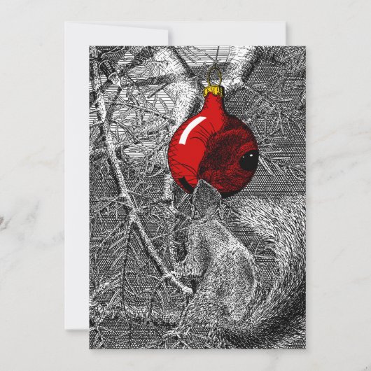 Invitation Écureuil dans un arbre de Noël (Devant)