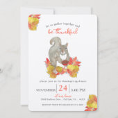 Invitation Écureuil d'automne Dîner d'action de grâces (Devant)