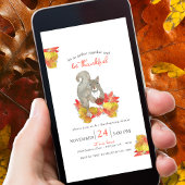 Invitation Écureuil d'automne Dîner d'action de grâces