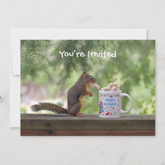 Invitation Écureuil de joyeux anniversaire (Devant)
