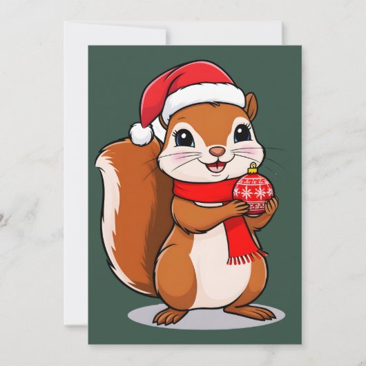 Invitation Écureuil de Noël Mignon (Devant)