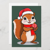 Invitation Écureuil de Noël Mignon (Devant / Derrière)