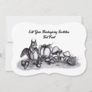 Invitation Écureuil en automne, Joyeux Thanksgiving!