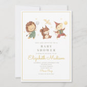 Invitation Écureuil mignon, lion et singe Baby shower (Devant)