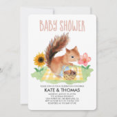 Invitation Écureuil nuque Baby shower d'aquarelle pique-nique (Devant)