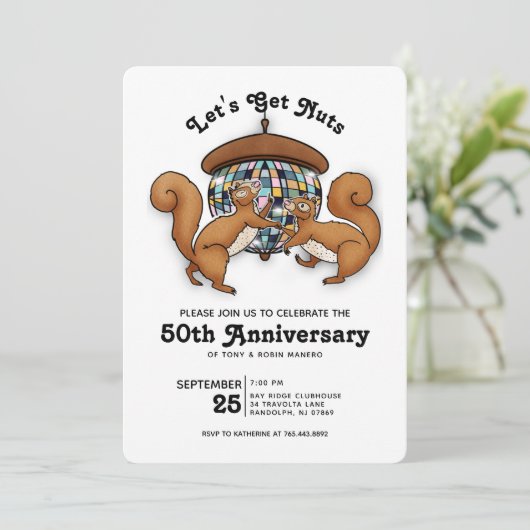 Invitation Écureuils disco 50e anniversaire (Debout devant)