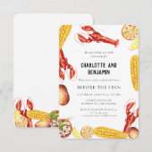 Invitation Écuve de poisson à la vapeur Été Partie d'engageme (Devant / Derrière)