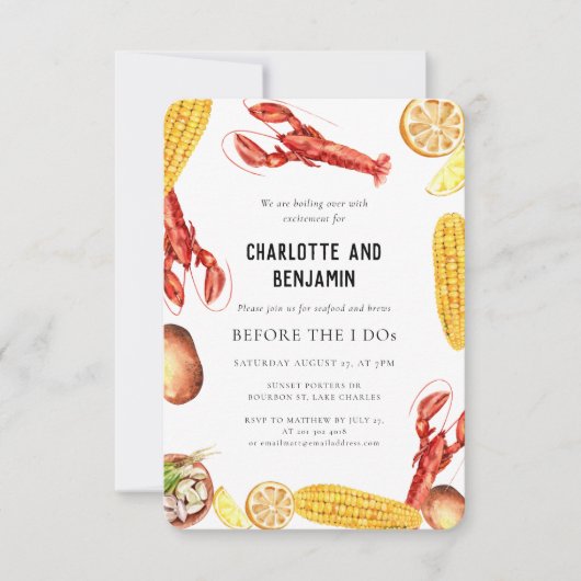 Invitation Écuve de poisson à la vapeur Été Partie d'engageme (Devant)