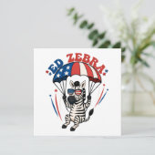 Invitation Ed Zebra Happy 4 juillet drapeau patriotique améri (Debout devant)