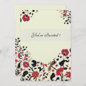 Invitation EDEN, Inséparables Mariages, Fleurs noires rouges, (Devant / Derrière)