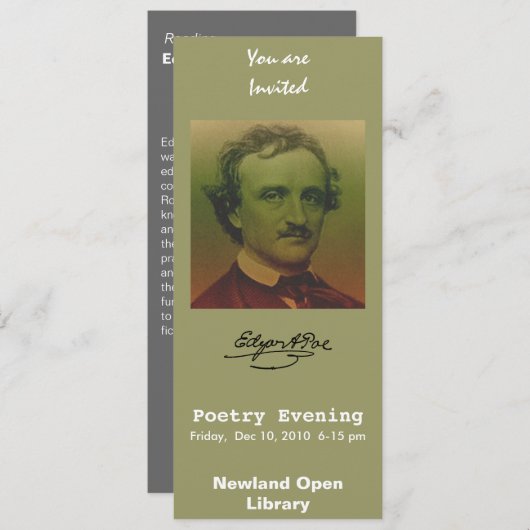 Invitation Edgar Allan Poe (Devant / Derrière)