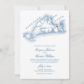 Invitation Edgartown MA Tout-en-un Mariage Code QR Bleu Marin (Devant)