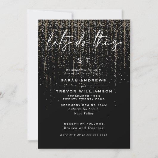 Invitation Edgy Chic Champagne Parties scintillant Garland (Devant)