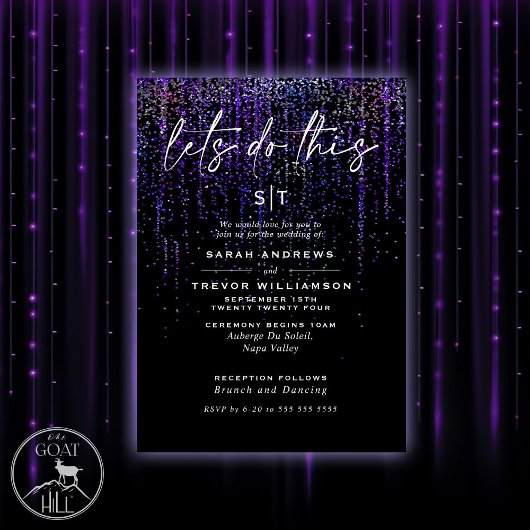Invitation Edgy Chic Purple Parties scintillant Garland