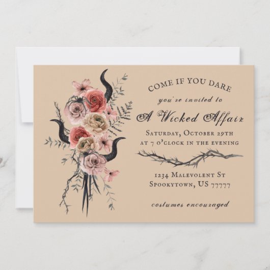 Invitation Edgy Floral Boho Wicked Affair Halloween (Devant)