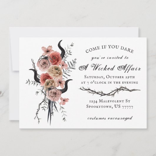 Invitation Edgy Floral Boho Wicked Affair Halloween (Devant)