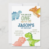 Invitation Editable 1er anniversaire Dinosaur One Dino-mite (Devant)