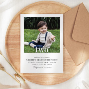 Invitation Editable 2e anniversaire Photo Minimal Photo Garço