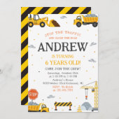 Invitation Editable A Modern Construction Birthday Party (Devant / Derrière)