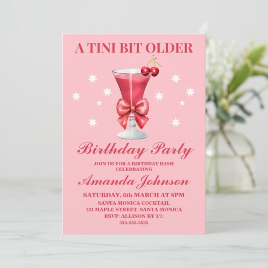 Invitation Editable A Tini Bit Ancien Martini fête d'annivers (Debout devant)