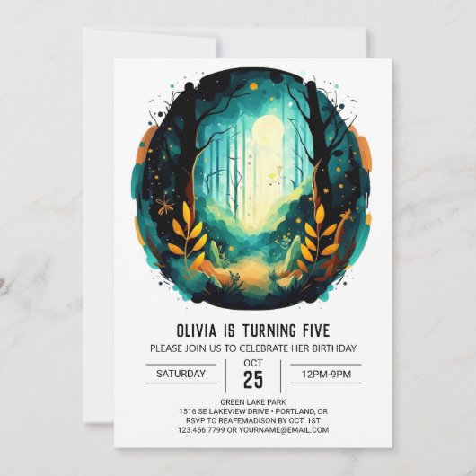 Invitation Editable Adventure Nature Woodland Anniversaire (Devant)