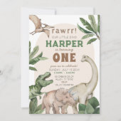 Invitation Editable "AGE" Dinosaurs Trex Wild Birthday (Devant)