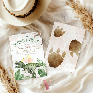 Invitation Editable "AGE" Dinosaurs Trex Wild Birthday