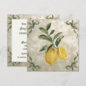 Invitation éditable aux citrons rustiques vintage (Devant / Derrière)
