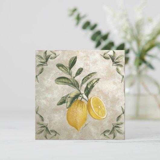 Invitation éditable aux citrons rustiques vintage (Debout devant)