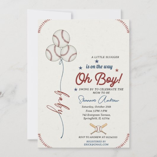 Invitation Editable Baseball Baby Shower Rookie Baby Sprinkle (Devant)