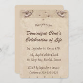 Invitation Editable Beige Angels Stars Célébration de la vie (Devant / Derrière)