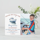 Invitation Editable Blue Boat Thème Anniversaire Photo Invita (Debout devant)