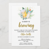 Invitation Editable Boy est en train de brasser Baby shower I (Devant / Derrière)