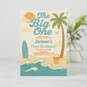 Invitation Editable Boy’s The Big One Surfing 1er anniversair (Debout devant)