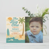 Invitation Editable Boy’s The Big One Surfing 1er anniversair (Debout devant)