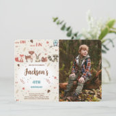 Invitation Editable Boy Woodland Anniversaire Photo Invitatio (Debout devant)