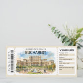 Invitation Editable Bucharest Plane Boarding Pass Ticket (Debout devant)