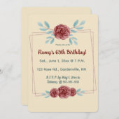 Invitation Editable Burgundy Roses in a Double Gold Frame (Devant / Derrière)