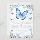 Invitation Editable butterfly birthday invitation-blue butter (Devant)
