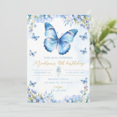 Invitation Editable butterfly birthday invitation-blue butter (Debout devant)