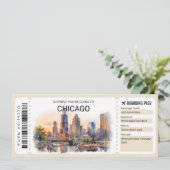 Invitation Editable Chicago Trip Boarding Pass Ticket (Debout devant)