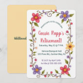 Invitation Editable Colourful Flowers and Leaves Frame (Devant / Derrière)