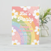 Invitation Editable Daisy Pastel Arc-en-ciel Fête d'anniversa (Debout devant)